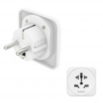 Zásuvkový adaptér univerzálny do EU, 3-pólovy, biely