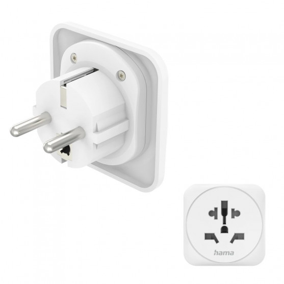 Zásuvkový adaptér univerzálny do EU, 3-pólovy, biely