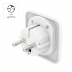 Zásuvkový adaptér univerzálny do EU, 3-pólovy, biely