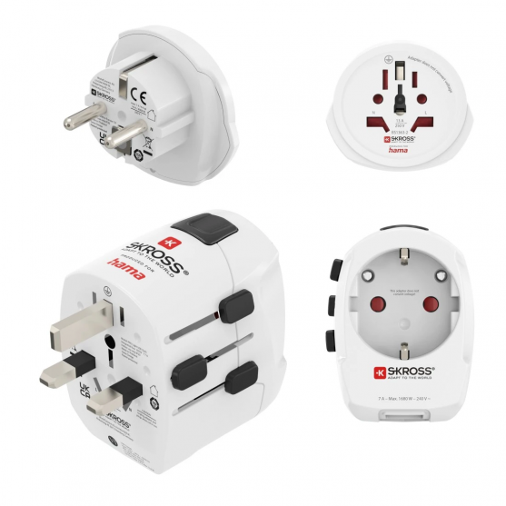 Cestovný adaptér World Travel Pro Light USB, 3-pól., univerzál., 2xUSB-A