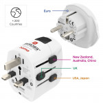 Cestovný adaptér World Travel Pro Light USB, 3-pól., univerzál., 2xUSB-A