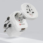 Cestovný adaptér World Travel Pro Light USB, 3-pól., univerzál., 2xUSB-A