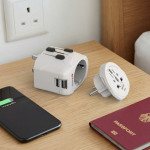 Cestovný adaptér World Travel Pro Light USB, 3-pól., univerzál., 2xUSB-A