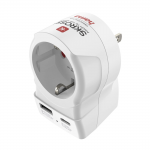 Cestovný adaptér typ B do USA, 3-pól., 1xUSB-A, 1xUSB-C PD 20 W
