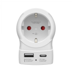 Cestovný adaptér typ B do USA, 3-pól., 1xUSB-A, 1xUSB-C PD 20 W