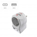 Cestovný adaptér typ B do USA, 3-pól., 1xUSB-A, 1xUSB-C PD 20 W
