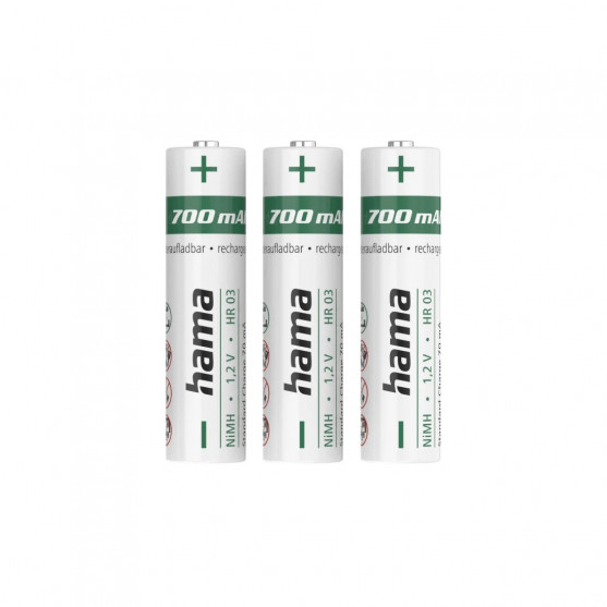NiMH batérie, AAA Micro, 700 mAh, 1,2 V, 3 kusy
