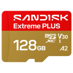 MicroSDXC Extreme Plus 128GB (UHS-I, R250MB/s / W120MB/s, 5K, 4K UHD) + Ad