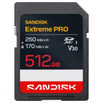 SDXC Extreme PRO 512GB (UHS-I, V30, U3, R250 MB/s / W170MB/s, 4K UHD) SDXC Extreme PRO 512GB (UHS-I, V30, U3, R250 MB/s / W170MB/s, 4K UHD)