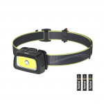LED čelovka HL350, COB, batérie, výstražné svetlo, píšťalka