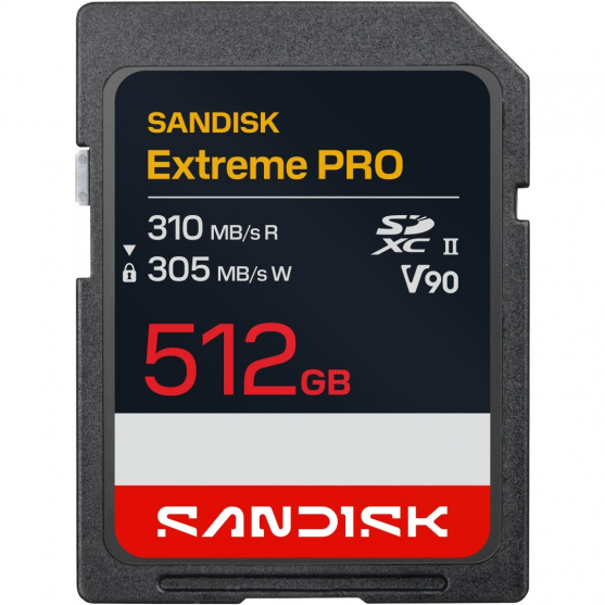 SDXC Extreme PRO 512GB (UHS-II, V90, R310MB/s / W305MB/s) SDXC Extreme PRO 512GB (UHS-II, V90, R310MB/s / W305MB/s)