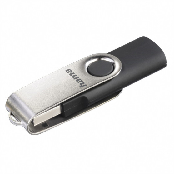 Hama USB 2.0 Flash Drive Rotate, 64 GB, 15 MB/s, čierna/strieborná