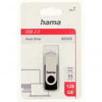 Hama USB 2.0 Flash Drive Rotate, 128 GB, 15 MB/s, čierna/strieborná