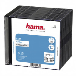 Hama CD Slim Box, obal na 1 cd/dvd, priehľadný/čierny, balenie 20 ks (cena za balenie)