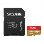 SanDisk Extreme microSDXC 64 GB + SD Adapter 170 MB/s and 80 MB/s A2 C10 V30 UHS-I U3
