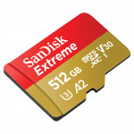 SanDisk Extreme microSDXC 512 GB + SD Adapter 190 MB/s and 130 MB/s  A2 C10 V30 UHS-I U3