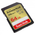 SanDisk Extreme PLUS 64 GB SDXC Memory Card 170 MB/s and 80 MB/s, UHS-I, Class 10, U3, V30