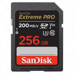 SanDisk Extreme PRO 256 GB SDXC Memory Card 200 MB/s and 140 MB/s, UHS-I, Class 10, U3, V30