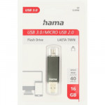 Hama flashPen Laeta Twin, USB 3.0, 16 GB, 40 MB/s, čierny