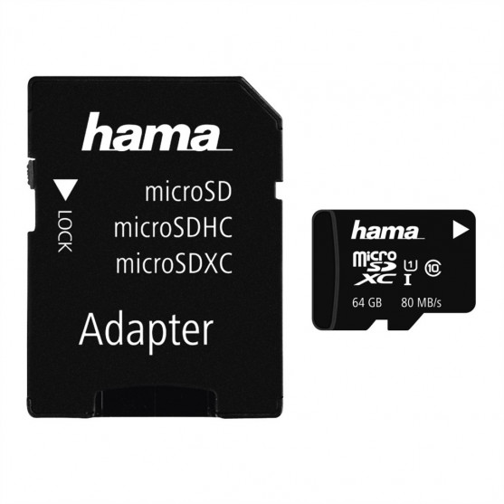 Hama microSDXC 64 GB Class 10 UHS-I 80 MB/s + Adapter/Mobile