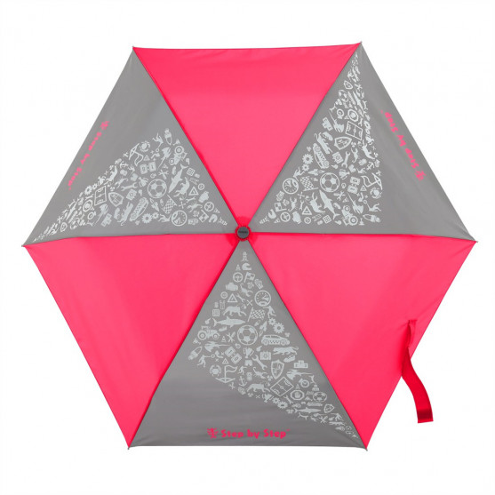 Detský skladací dáždnik s reflexnými obrázkami, Neon Pink