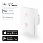 Hama SMART WiFi dotykový nástenný vypínač, dvojitý, vstavaný, biely
