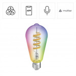 Hama SMART WiFi LED žiarovka, Matter, E27, retro, ST64 Filament, RGBW, stmievateľná, appka