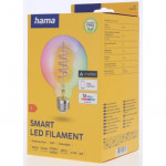 Hama SMART WiFi LED žiarovka, Matter, E27, G95 Filament, guľa, RGBW, stmievateľná, appka