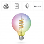Hama SMART WiFi LED žiarovka, Matter, E27, G95 Filament, guľa, RGBW, stmievateľná, appka