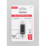 Hama flashPen Laeta Twin, USB 3.0, 256 GB, 40 MB/s, čierny