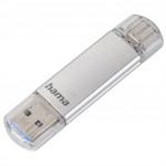 Hama Flash Pen Laeta, USB-C/USB-A 3.1, 128 GB, 40 MB/s, strieborný