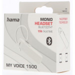 Hama MyVoice1500, Bluetooth headset mono, pre 2 zariadenia, Siri, Google Assist., biely