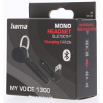 Hama MyVoice1300, Bluetooth headset mono, pre 2 zariadenia, Siri, Google Assist., nabíjacia stanica