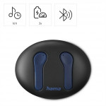 Hama Bluetooth slúchadlá Spirit Unchained, kôstky, ENC, Qi, modrá/čierna