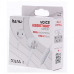 Hama USB-C slúchadlá s mikrofónom Ocean II, kôstky, biele