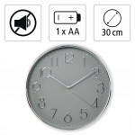 Hama Elegance nástenné hodiny, priemer 30 cm, tichý chod, strieborné/šedé