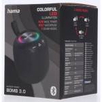 Hama Bomb 3.0, Bluetooth reproduktor, 16 W, vode odolný IPX7, LED podsvietenie, čierny