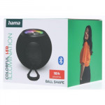 Hama Ball, Bluetooth reproduktor, 5 W, LED podsvietenie, AUX-in, USB-A, microSD slot, čierny