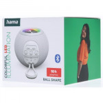 Hama Ball, Bluetooth reproduktor, 5 W, LED podsvietenie, AUX-in, USB-A, microSD slot, biely