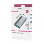 Hama USB-C hub, Connect2Mobile, multiport LAN/Ethernet, 7 portov
