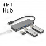 Hama USB-C-Hub, 4 porty, USB 3.2, 10 Gbit/s, hliníkový
