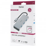 Hama USB-C-Hub, 4 porty, USB 3.2, 10 Gbit/s, hliníkový