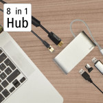 Hama USB-C hub, Multiport, 8 pripojení, 3x USB-A, 2x USB-C, VGA, HDMI, LAN