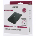 Hama USB hub, 4 porty, USB2.0, napájací zdroj