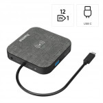 Hama USB-C hub Connect2QiCharge, bezdrôtové nabíjanie, 12 pripojení