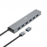 Hama USB-Hub, 7 portov, USB 3.2, 5 Gbit/s, USB-C adaptér, sieťový zdroj
