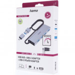 Hama USB-Hub, 4 porty, USB 3.2, 5 Gbit/s, USB-C adaptér, sieťový zdroj