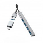 Hama USB hub, 4 porty, USB 3.2, 5 Gb/s, Ultra Slim, USB-C adaptér
