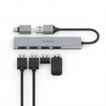 Hama USB hub, 4 porty, USB 3.2, 5 Gb/s, Ultra Slim, USB-C adaptér