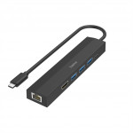 Hama USB-C hub, multiport, 3x USB-A, USB-C PD, HDMI, LAN, 6 portov